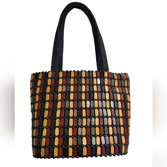 Handcrafted Earth-Tone Embellished Handbag